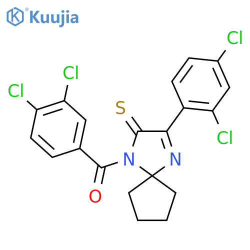 1-(3,4-dichlorobenzoyl)-3-(2,4-dichlorophenyl)-1,4-diazaspiro4.4non-3-ene-2-thione structure
