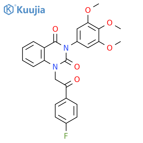 1-2-(4-fluorophenyl)-2-oxoethyl-3-(3,4,5-trimethoxyphenyl)-1,2,3,4-tetrahydroquinazoline-2,4-dione structure