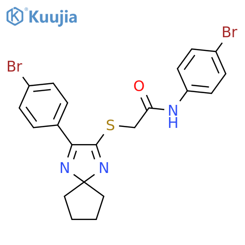 N-(4-bromophenyl)-2-{3-(4-bromophenyl)-1,4-diazaspiro4.4nona-1,3-dien-2-ylsulfanyl}acetamide structure