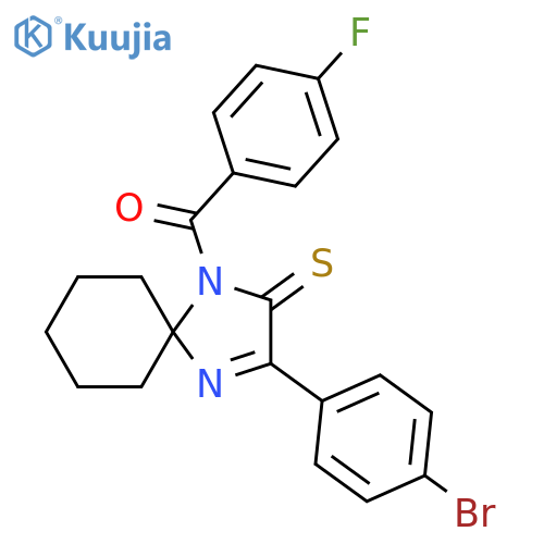 3-(4-bromophenyl)-1-(4-fluorobenzoyl)-1,4-diazaspiro4.5dec-3-ene-2-thione structure