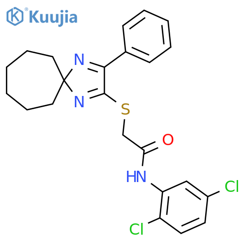 N-(2,5-dichlorophenyl)-2-({3-phenyl-1,4-diazaspiro4.6undeca-1,3-dien-2-yl}sulfanyl)acetamide structure