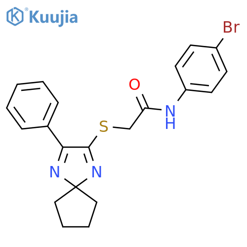 N-(4-bromophenyl)-2-({3-phenyl-1,4-diazaspiro4.4nona-1,3-dien-2-yl}sulfanyl)acetamide structure