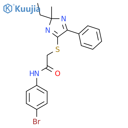 N-(4-bromophenyl)-2-(2-ethyl-2-methyl-5-phenyl-2H-imidazol-4-yl)sulfanylacetamide structure
