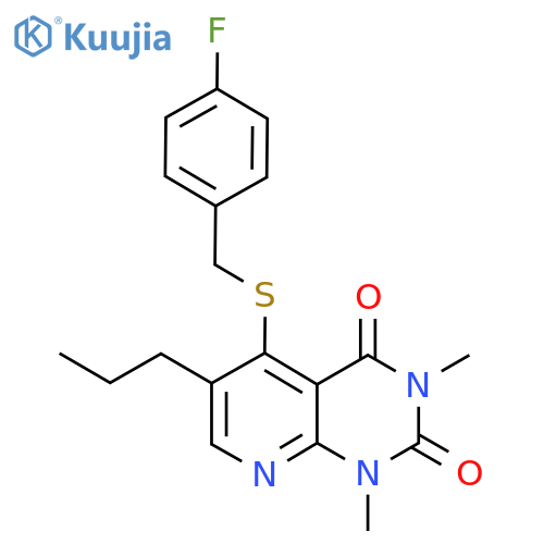 5-{(4-fluorophenyl)methylsulfanyl}-1,3-dimethyl-6-propyl-1H,2H,3H,4H-pyrido2,3-dpyrimidine-2,4-dione structure