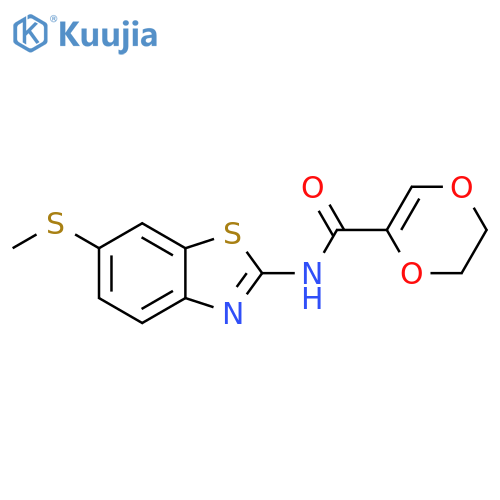 N-6-(methylsulfanyl)-1,3-benzothiazol-2-yl-5,6-dihydro-1,4-dioxine-2-carboxamide structure