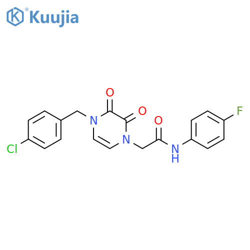 2-{4-(4-chlorophenyl)methyl-2,3-dioxo-1,2,3,4-tetrahydropyrazin-1-yl}-N-(4-fluorophenyl)acetamide structure