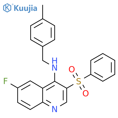 3-(benzenesulfonyl)-6-fluoro-N-(4-methylphenyl)methylquinolin-4-amine structure