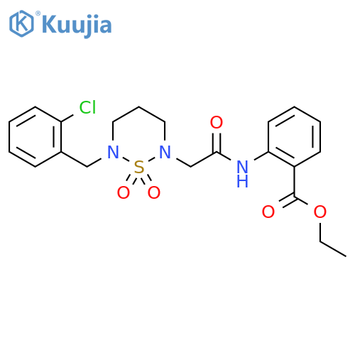 ethyl 2-(2-{6-(2-chlorophenyl)methyl-1,1-dioxo-1lambda6,2,6-thiadiazinan-2-yl}acetamido)benzoate structure