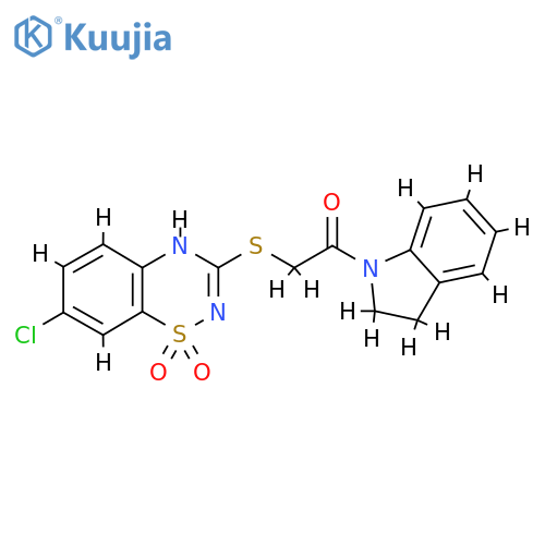 7-chloro-3-{2-(2,3-dihydro-1H-indol-1-yl)-2-oxoethylsulfanyl}-4H-1lambda6,2,4-benzothiadiazine-1,1-dione structure