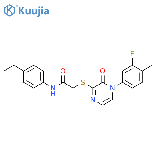 N-(4-ethylphenyl)-2-{4-(3-fluoro-4-methylphenyl)-3-oxo-3,4-dihydropyrazin-2-ylsulfanyl}acetamide structure
