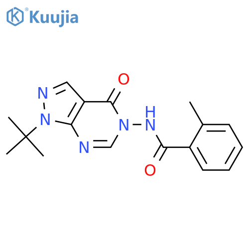 N-{1-tert-butyl-4-oxo-1H,4H,5H-pyrazolo3,4-dpyrimidin-5-yl}-2-methylbenzamide structure