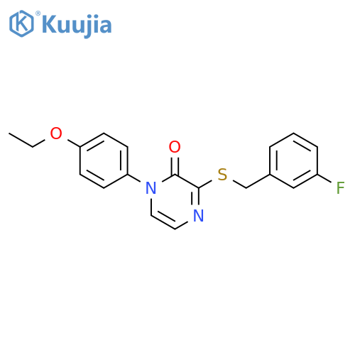 1-(4-ethoxyphenyl)-3-{(3-fluorophenyl)methylsulfanyl}-1,2-dihydropyrazin-2-one structure