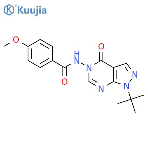 N-{1-tert-butyl-4-oxo-1H,4H,5H-pyrazolo3,4-dpyrimidin-5-yl}-4-methoxybenzamide structure