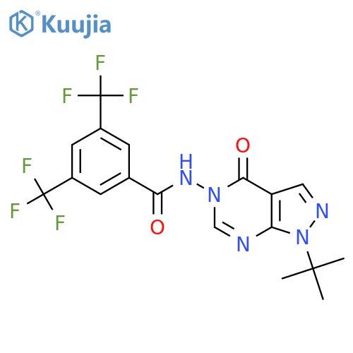 N-{1-tert-butyl-4-oxo-1H,4H,5H-pyrazolo3,4-dpyrimidin-5-yl}-3,5-bis(trifluoromethyl)benzamide structure