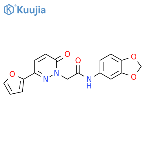 N-(2H-1,3-benzodioxol-5-yl)-2-3-(furan-2-yl)-6-oxo-1,6-dihydropyridazin-1-ylacetamide structure