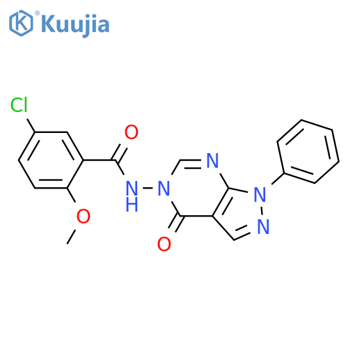 5-chloro-2-methoxy-N-{4-oxo-1-phenyl-1H,4H,5H-pyrazolo3,4-dpyrimidin-5-yl}benzamide structure