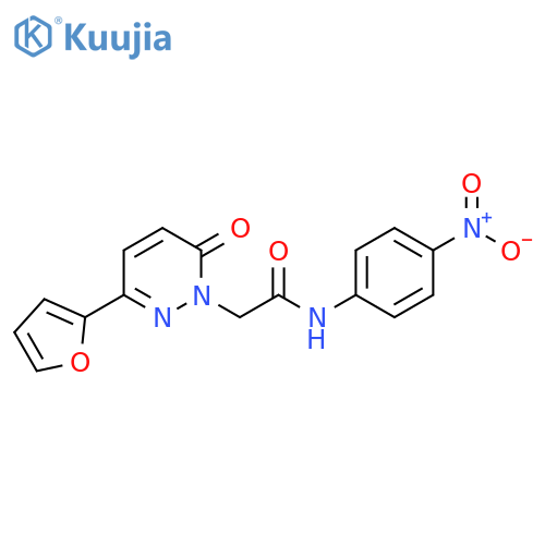 2-3-(furan-2-yl)-6-oxo-1,6-dihydropyridazin-1-yl-N-(4-nitrophenyl)acetamide structure