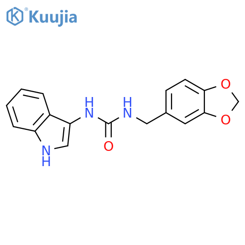 1-(2H-1,3-benzodioxol-5-yl)methyl-3-(1H-indol-3-yl)urea structure