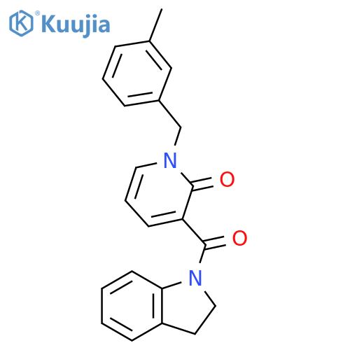 3-(2,3-dihydro-1H-indole-1-carbonyl)-1-(3-methylphenyl)methyl-1,2-dihydropyridin-2-one structure