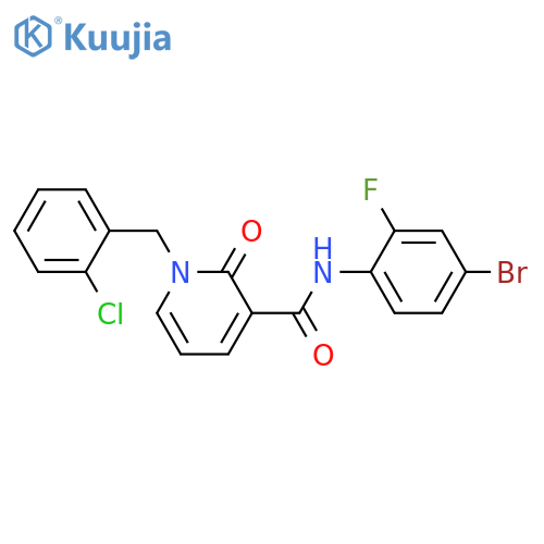 N-(4-bromo-2-fluorophenyl)-1-(2-chlorophenyl)methyl-2-oxo-1,2-dihydropyridine-3-carboxamide structure