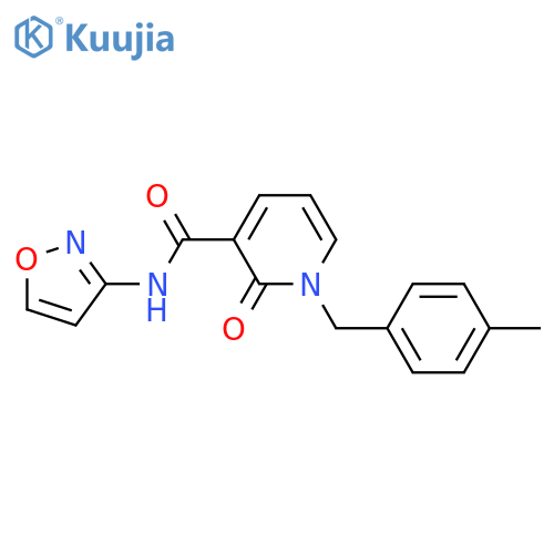 1-(4-methylphenyl)methyl-N-(1,2-oxazol-3-yl)-2-oxo-1,2-dihydropyridine-3-carboxamide structure