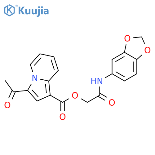 (2H-1,3-benzodioxol-5-yl)carbamoylmethyl 3-acetylindolizine-1-carboxylate structure