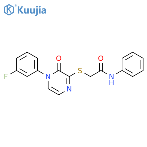 2-{4-(3-fluorophenyl)-3-oxo-3,4-dihydropyrazin-2-ylsulfanyl}-N-phenylacetamide structure
