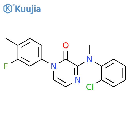 3-{(2-chlorophenyl)methylamino}-1-(3-fluoro-4-methylphenyl)-1,2-dihydropyrazin-2-one structure