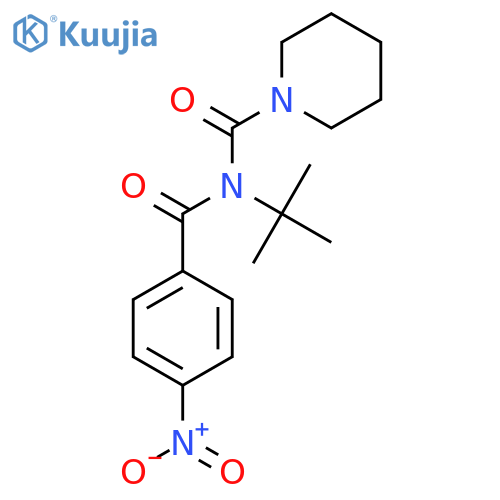 N-tert-butyl-4-nitro-N-(piperidine-1-carbonyl)benzamide structure