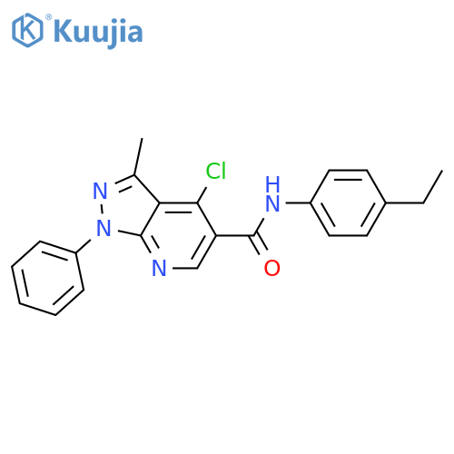 4-chloro-N-(4-ethylphenyl)-3-methyl-1-phenyl-1H-pyrazolo3,4-bpyridine-5-carboxamide structure