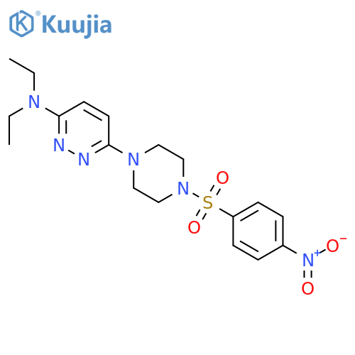 N,N-diethyl-6-4-(4-nitrobenzenesulfonyl)piperazin-1-ylpyridazin-3-amine structure