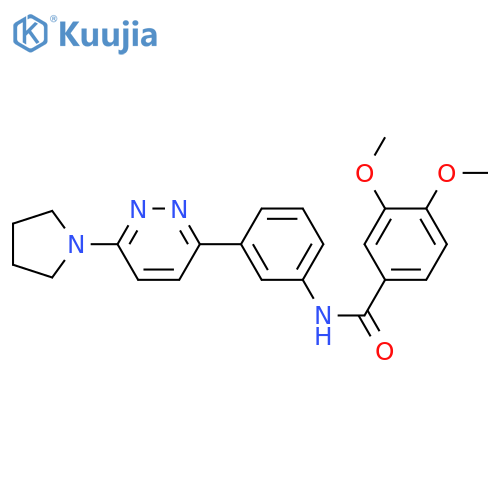3,4-dimethoxy-N-{3-6-(pyrrolidin-1-yl)pyridazin-3-ylphenyl}benzamide structure