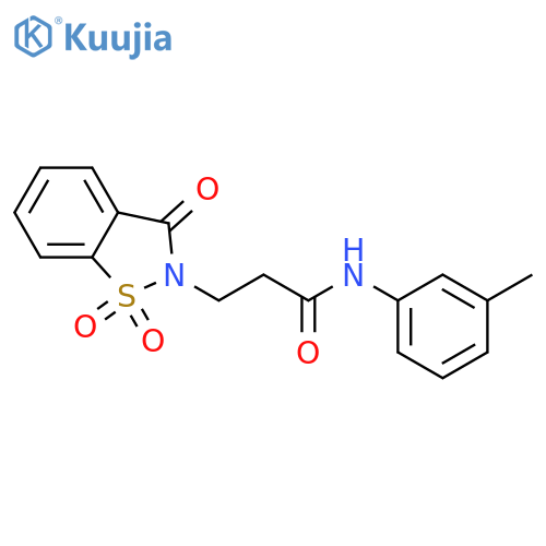 N-(3-methylphenyl)-3-(1,1,3-trioxo-2,3-dihydro-1lambda6,2-benzothiazol-2-yl)propanamide structure