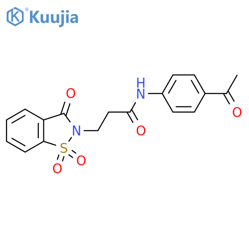 N-(4-acetylphenyl)-3-(1,1,3-trioxo-2,3-dihydro-1lambda6,2-benzothiazol-2-yl)propanamide structure