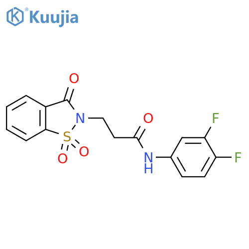 N-(3,4-difluorophenyl)-3-(1,1,3-trioxo-2,3-dihydro-1lambda6,2-benzothiazol-2-yl)propanamide structure