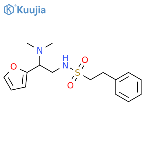 N-2-(dimethylamino)-2-(furan-2-yl)ethyl-2-phenylethane-1-sulfonamide structure