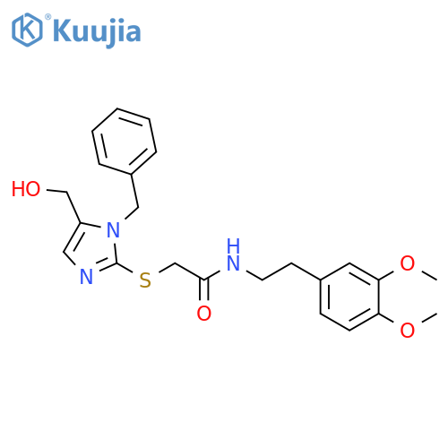 2-{1-benzyl-5-(hydroxymethyl)-1H-imidazol-2-ylsulfanyl}-N-2-(3,4-dimethoxyphenyl)ethylacetamide structure