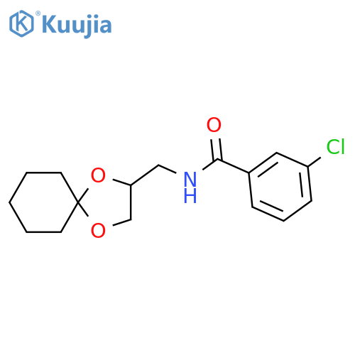 3-chloro-N-({1,4-dioxaspiro4.5decan-2-yl}methyl)benzamide structure