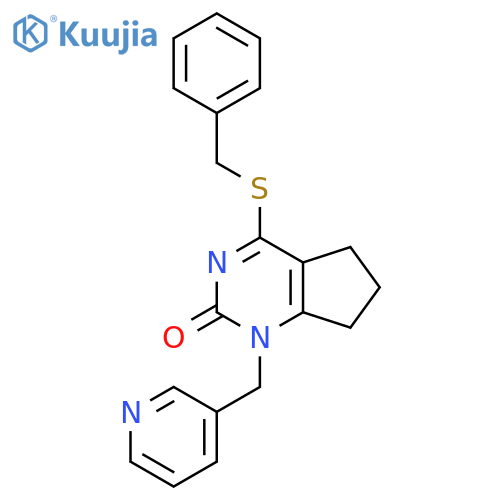 4-(benzylsulfanyl)-1-(pyridin-3-yl)methyl-1H,2H,5H,6H,7H-cyclopentadpyrimidin-2-one structure