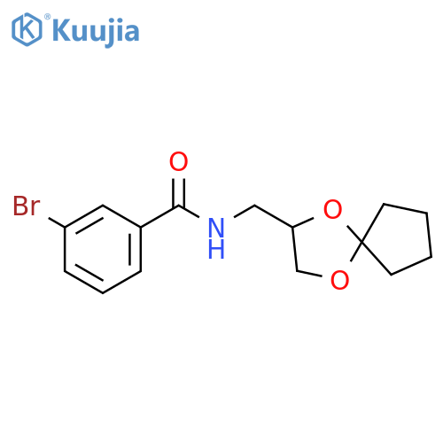 3-bromo-N-({1,4-dioxaspiro4.4nonan-2-yl}methyl)benzamide structure