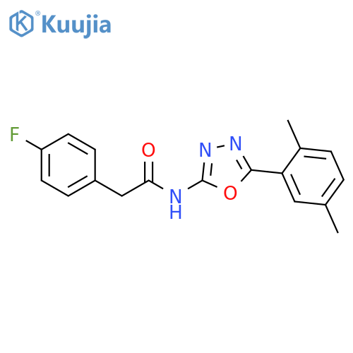 N-5-(2,5-dimethylphenyl)-1,3,4-oxadiazol-2-yl-2-(4-fluorophenyl)acetamide structure