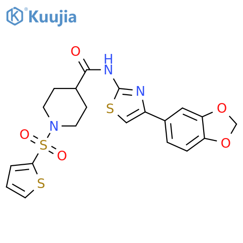 N-4-(2H-1,3-benzodioxol-5-yl)-1,3-thiazol-2-yl-1-(thiophene-2-sulfonyl)piperidine-4-carboxamide structure