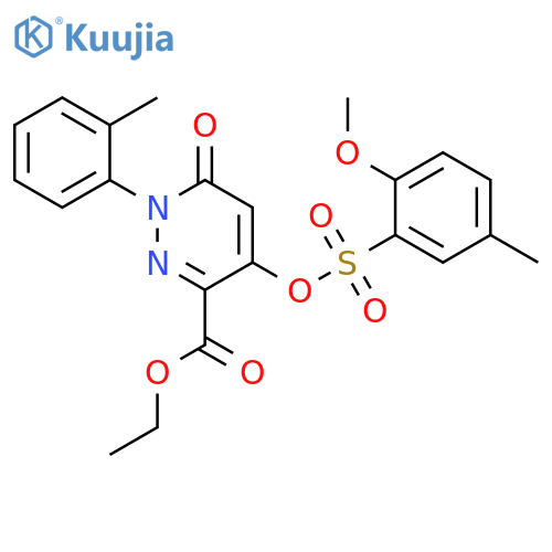 ethyl 4-(2-methoxy-5-methylbenzenesulfonyl)oxy-1-(2-methylphenyl)-6-oxo-1,6-dihydropyridazine-3-carboxylate structure