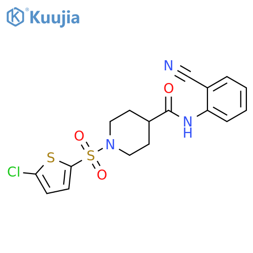 1-(5-chlorothiophen-2-yl)sulfonyl-N-(2-cyanophenyl)piperidine-4-carboxamide structure
