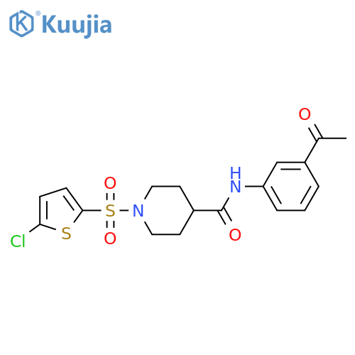 N-(3-acetylphenyl)-1-(5-chlorothiophen-2-yl)sulfonylpiperidine-4-carboxamide structure