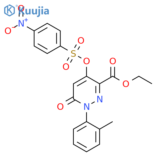 ethyl 1-(2-methylphenyl)-4-(4-nitrobenzenesulfonyl)oxy-6-oxo-1,6-dihydropyridazine-3-carboxylate structure