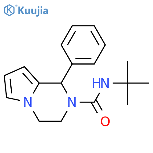 N-tert-butyl-1-phenyl-1H,2H,3H,4H-pyrrolo1,2-apyrazine-2-carboxamide structure