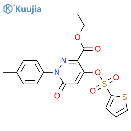 ethyl 1-(4-methylphenyl)-6-oxo-4-(thiophene-2-sulfonyl)oxy-1,6-dihydropyridazine-3-carboxylate structure
