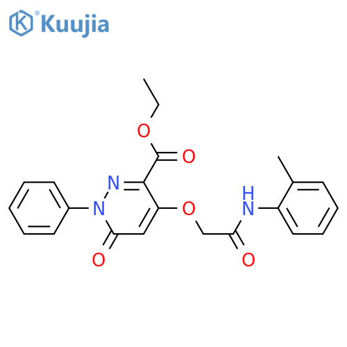 ethyl 4-{(2-methylphenyl)carbamoylmethoxy}-6-oxo-1-phenyl-1,6-dihydropyridazine-3-carboxylate structure