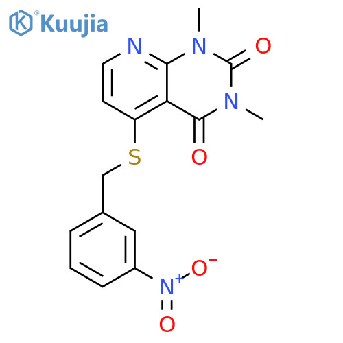 1,3-dimethyl-5-{(3-nitrophenyl)methylsulfanyl}-1H,2H,3H,4H-pyrido2,3-dpyrimidine-2,4-dione structure